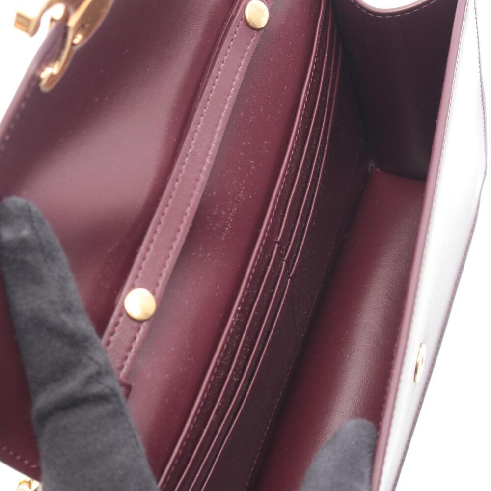 Celine Bag Leather Triomphe Bordeaux Shoulder Red - Picture 3 of 4